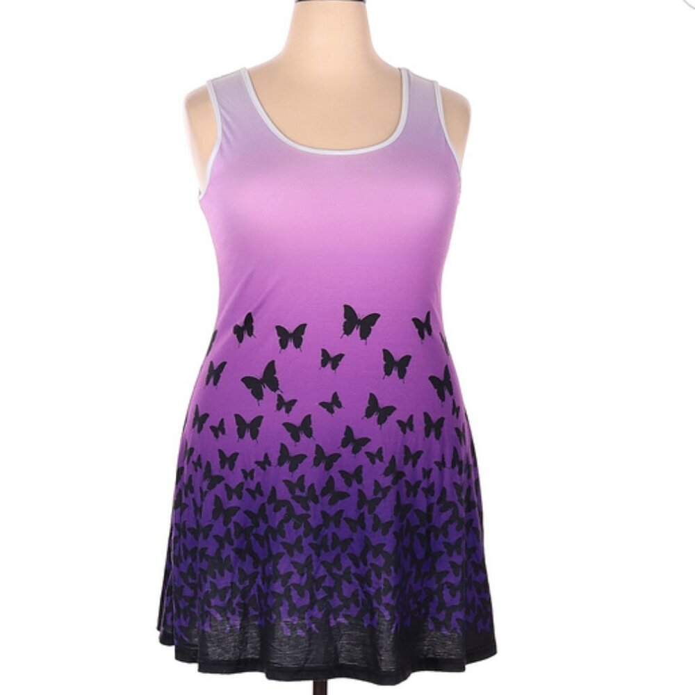 Purple Ombre Dress with Butterflies Size XXL